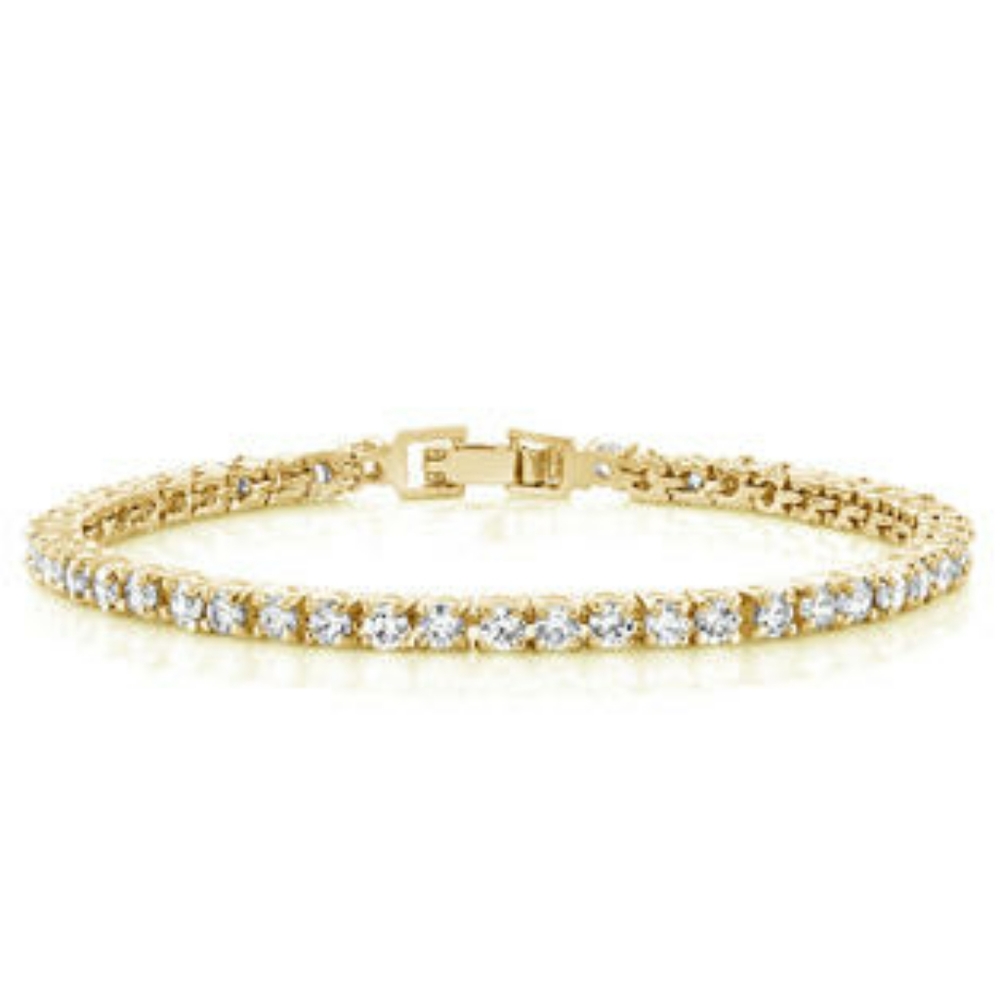 Yellow Gold Plated Cubic Zirconia Tennis Bracelet